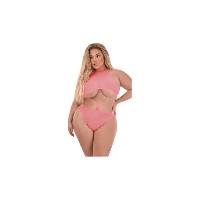 Magic Silk Forever Mesh Crotchless Underboob Teddy