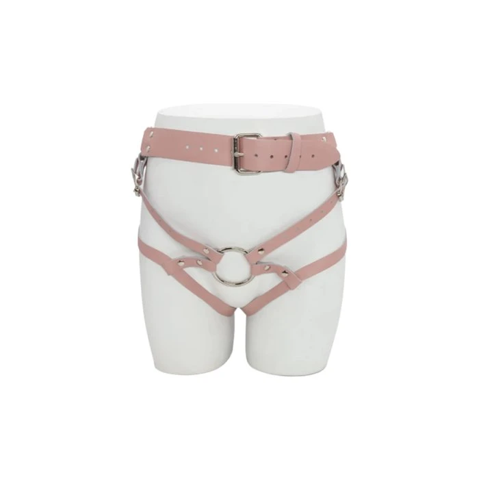 Stockroom Stupid Cute Leather Strappy Baby Pink Strap On Harness